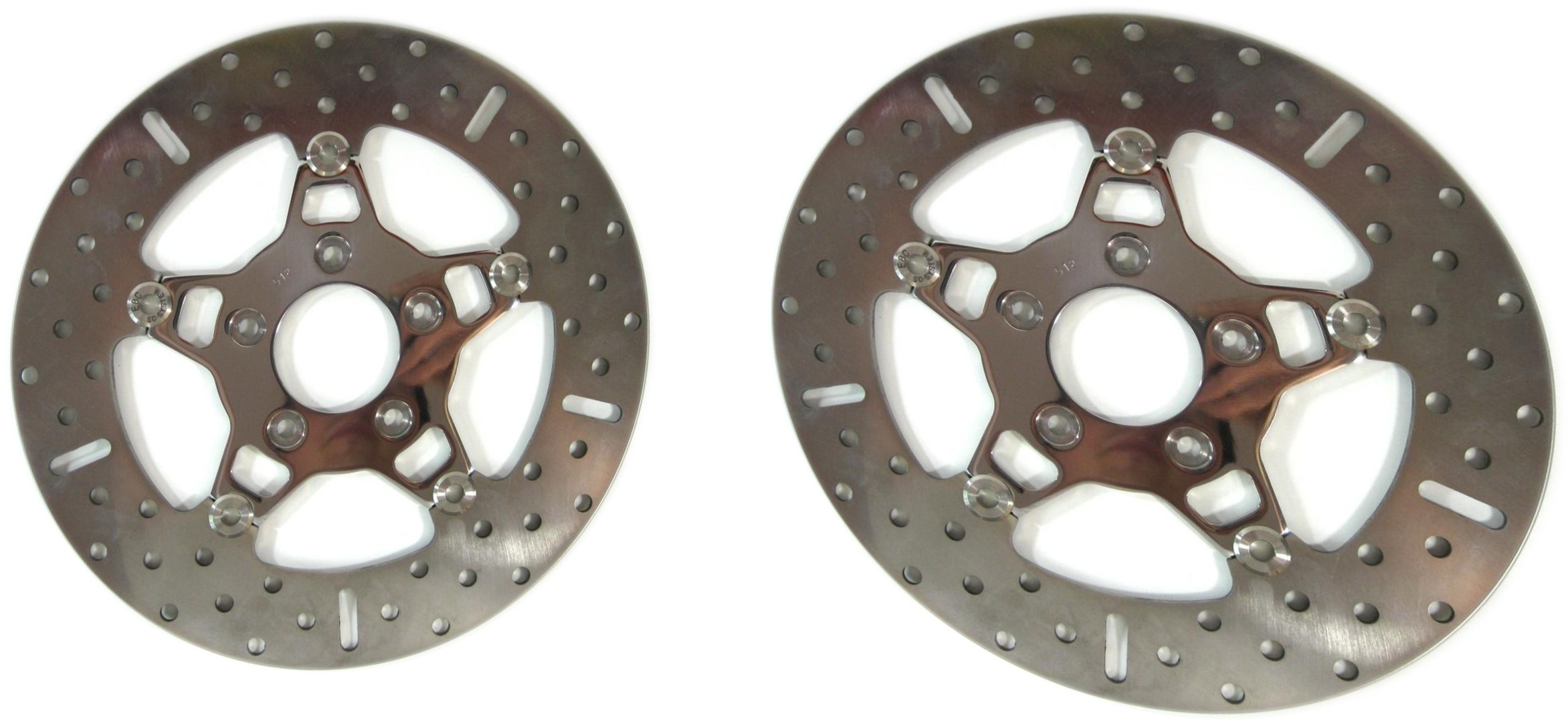 Polished Floating Brake Rotors - 5 Button Floating Brake Rotor - Polished Center Front Set - Click Image to Close