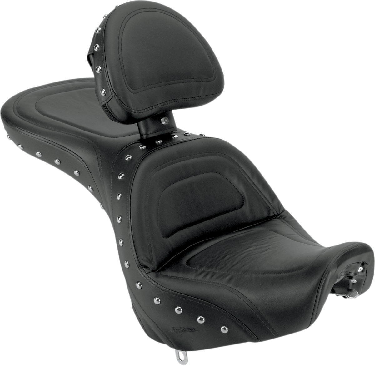 Explorer Special Studded 2-Up Seat Black Gel w/Backrest - For 00-07 FXSTD - Click Image to Close