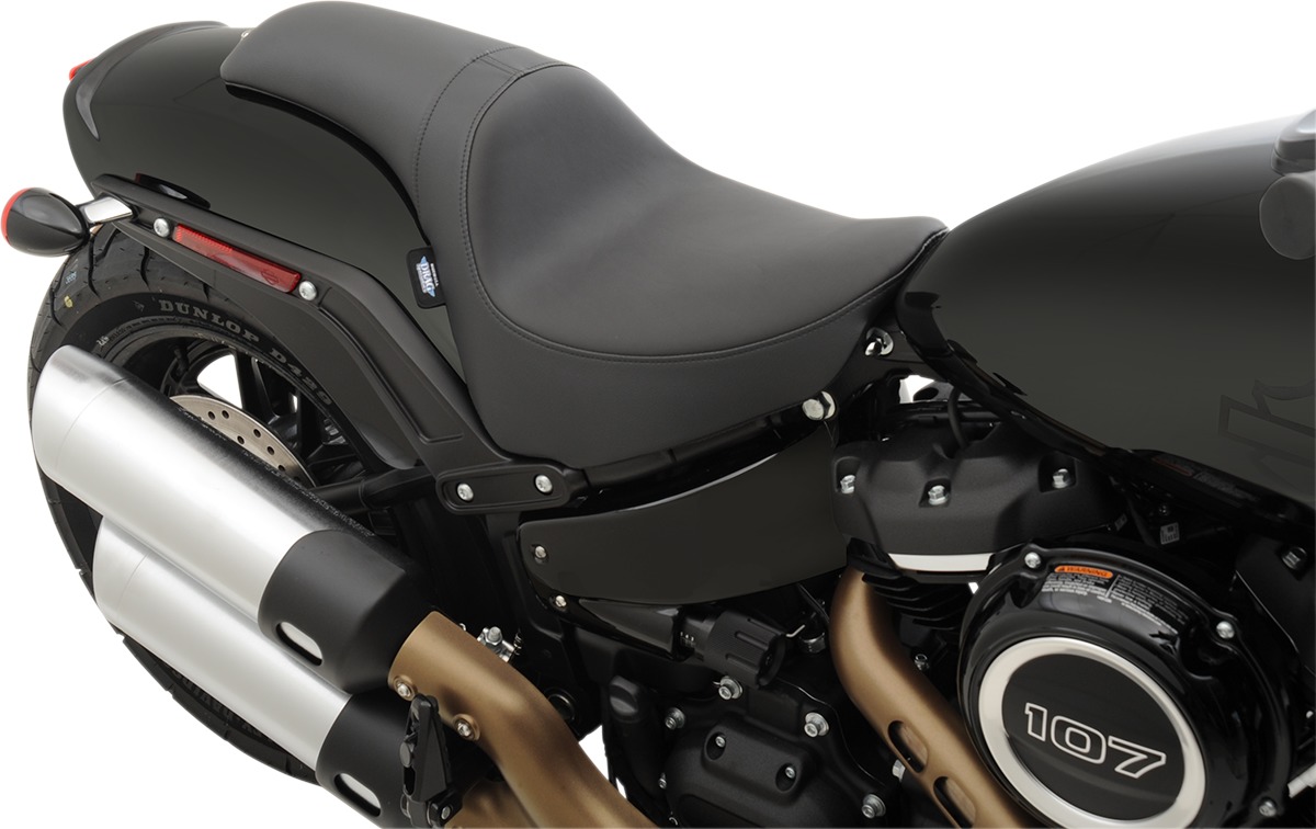 Predator Smooth Leather 2-Up Seat Black Foam - For 18-20 Harley FXFB - Click Image to Close