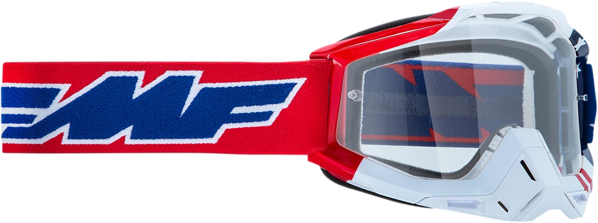 FMF PowerBomb US of A Goggles Clear Lens - Clear lens goggles with USA graphic - Click Image to Close