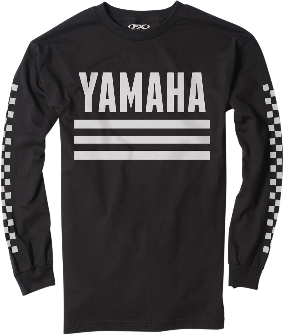 Men's Yamaha Racer Long Sleeve Tee - Yam Racer Ls Tee Blk Lg - Click Image to Close