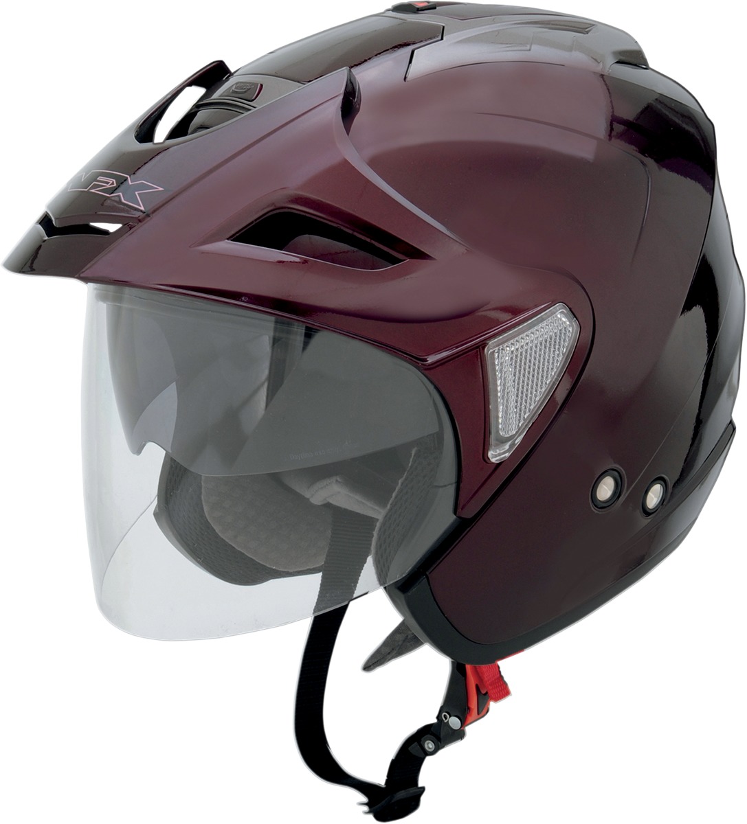 FX-50 Open Face Street Helmet Gloss Red Small - Click Image to Close