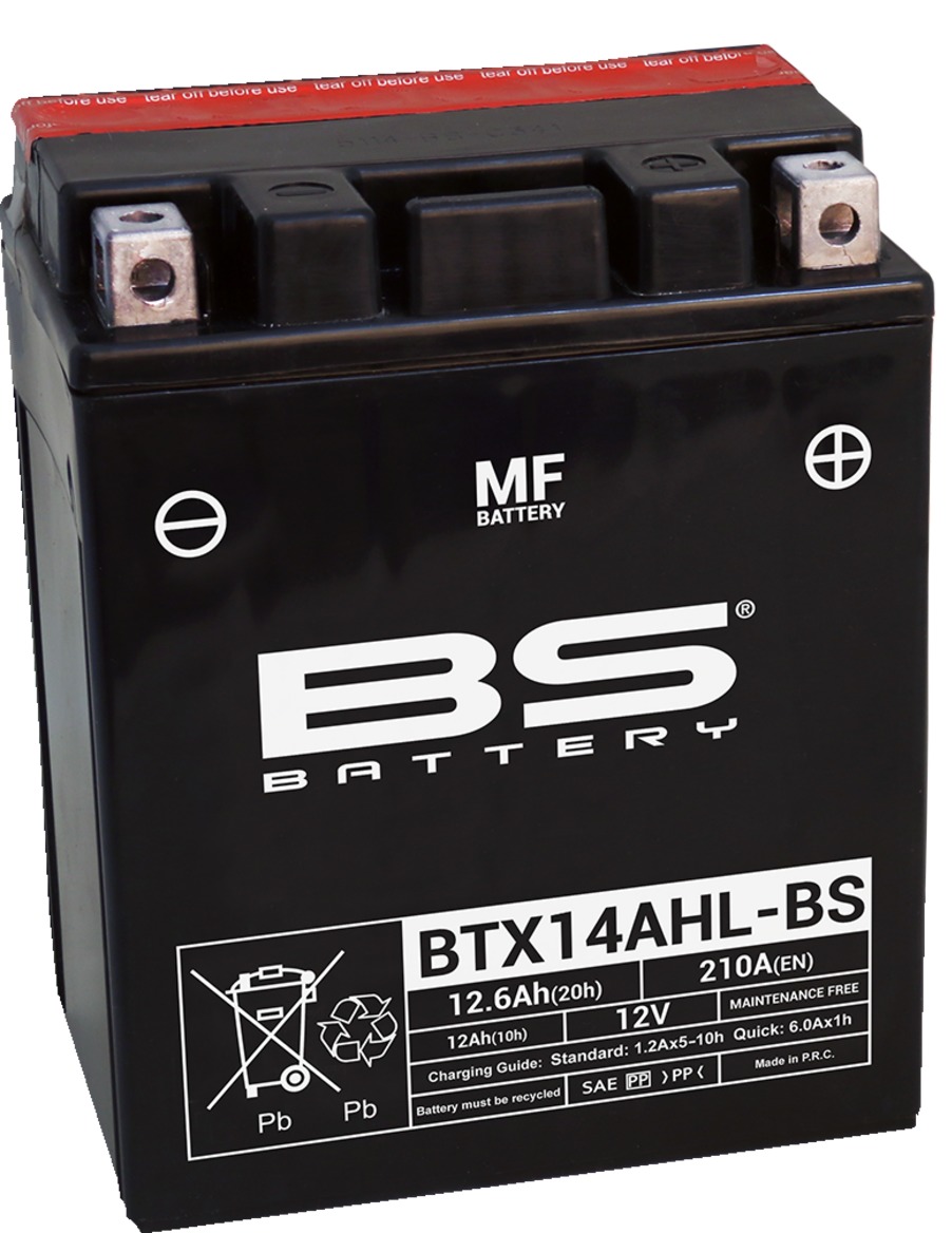 Maintenance Free Sealed Battery - Replaces YTX14AHL-BS - Click Image to Close