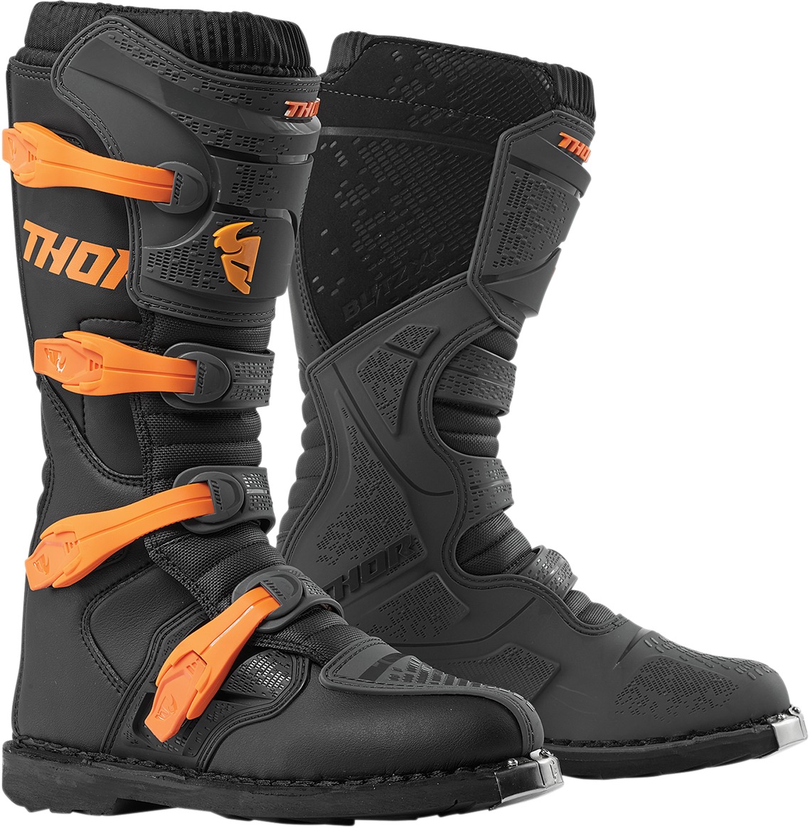 Blitz XP Dirt Bike Boots - Charcoal & Orange MX Sole Men's Size 10 - Click Image to Close