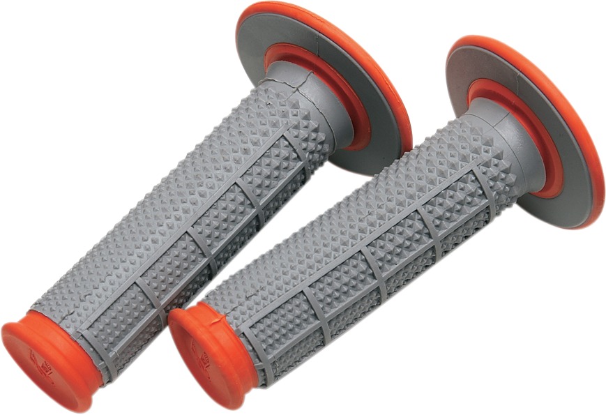 MX Dual Compound Grips Tapered 1/2 Waffle - Grey/ Orange - Click Image to Close