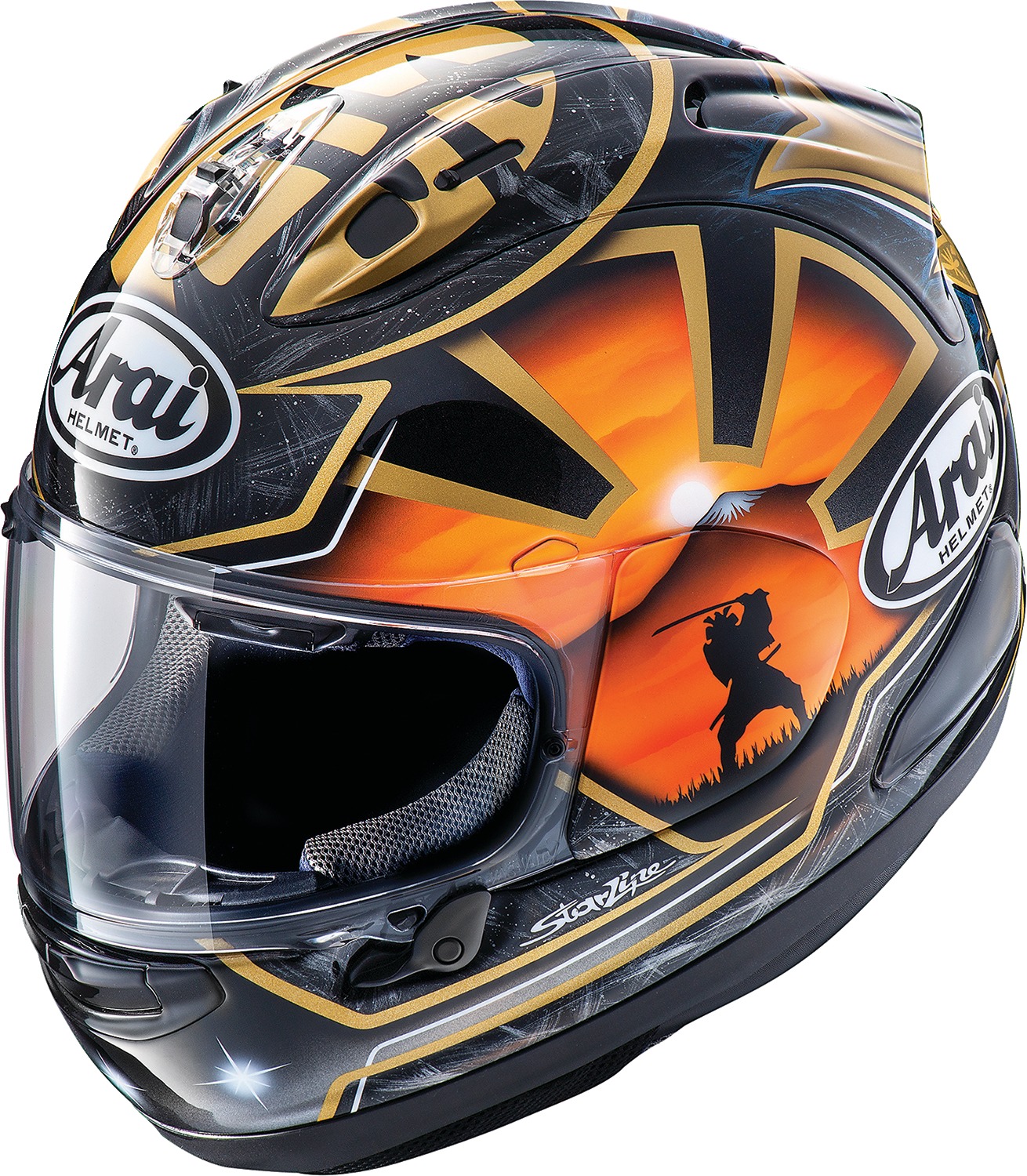 Arai Corsair-X Dani Samurai-2 Helmet 2XL Black/Orange - Full-face helmet with Dani Samurai-2 graphic - Click Image to Close