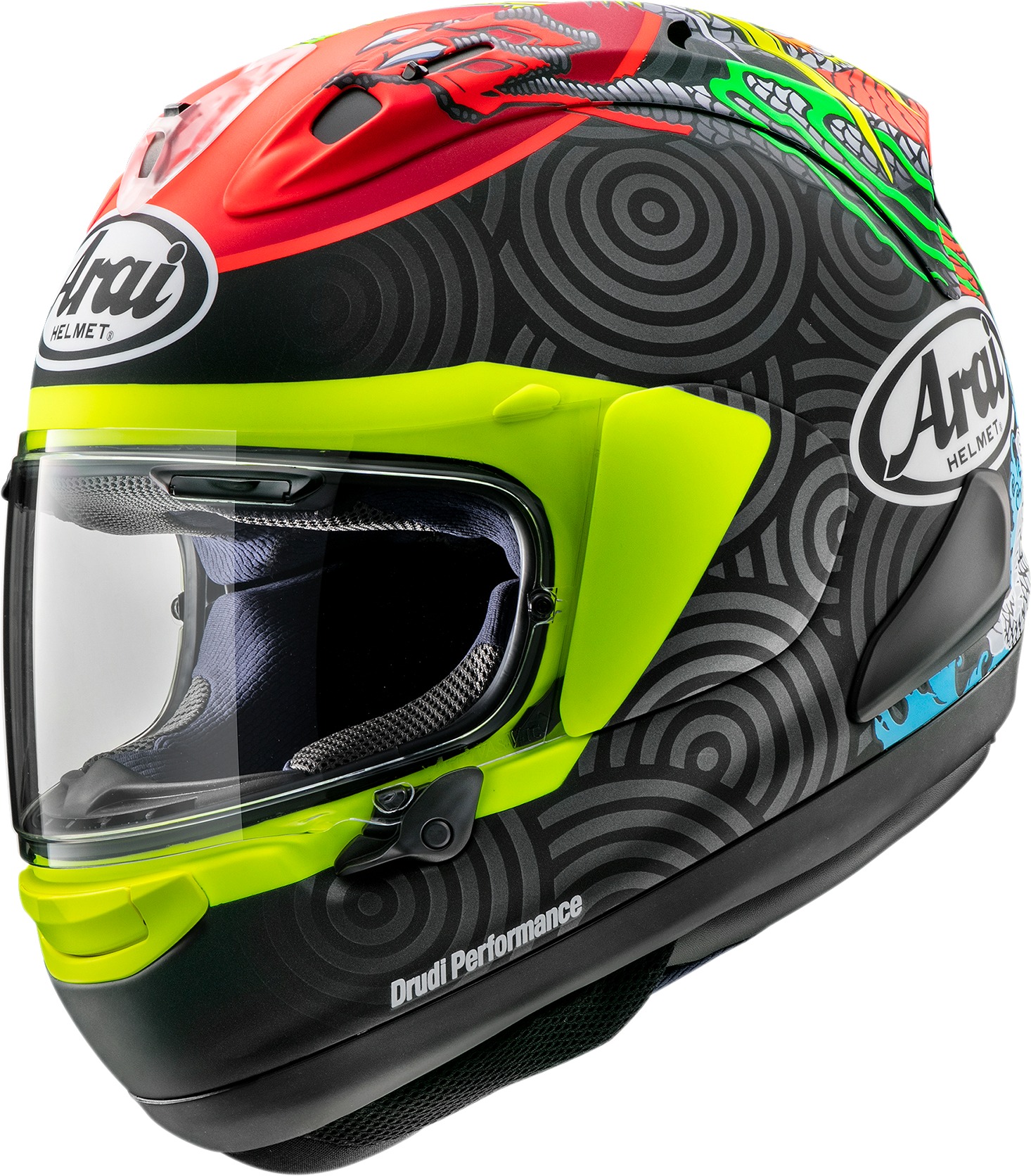 Arai Corsair-X Tatsuki Helmet XS Fluorescent Yellow/Green - Premium full-face helmet with Tatsuki graphic - Click Image to Close