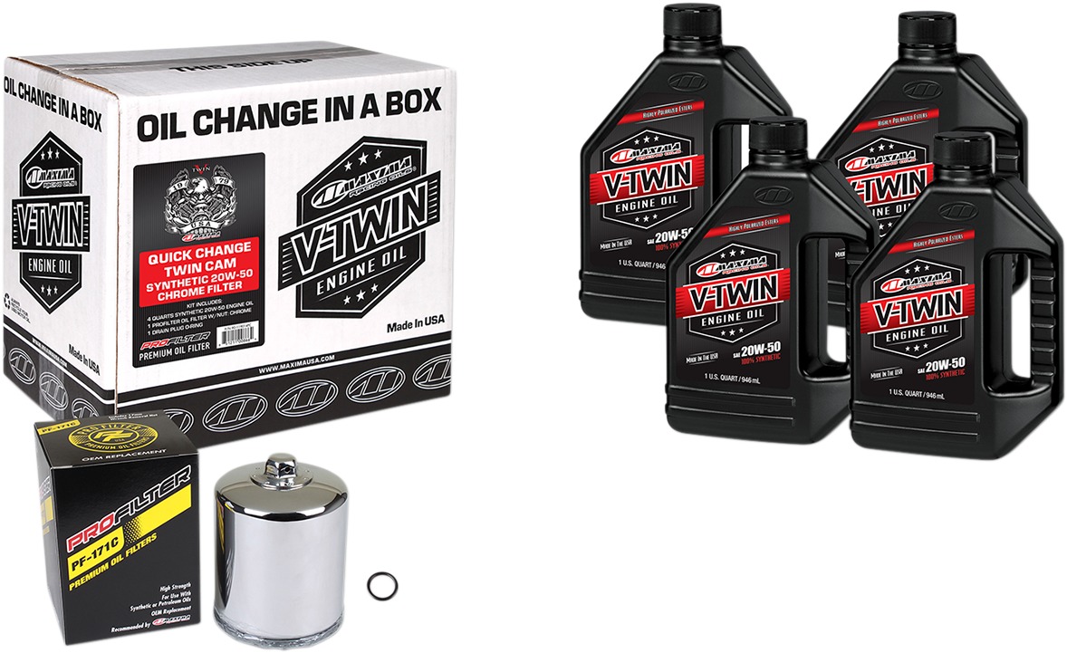 V-Twin Quick Change Kit Synthetic w/ Chrome Filter Twin Cam - Click Image to Close