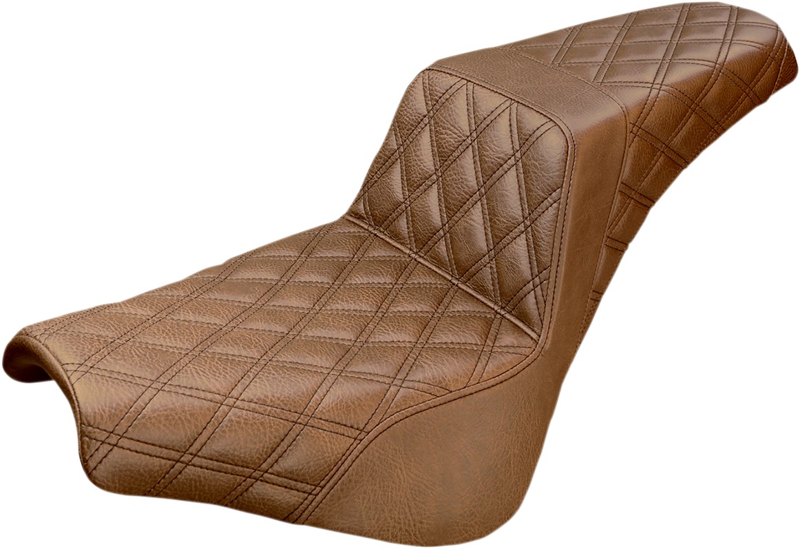 Step-Up Lattice Stitched 2-Up Seat Brown - For 18-20 HD FXBB - Click Image to Close