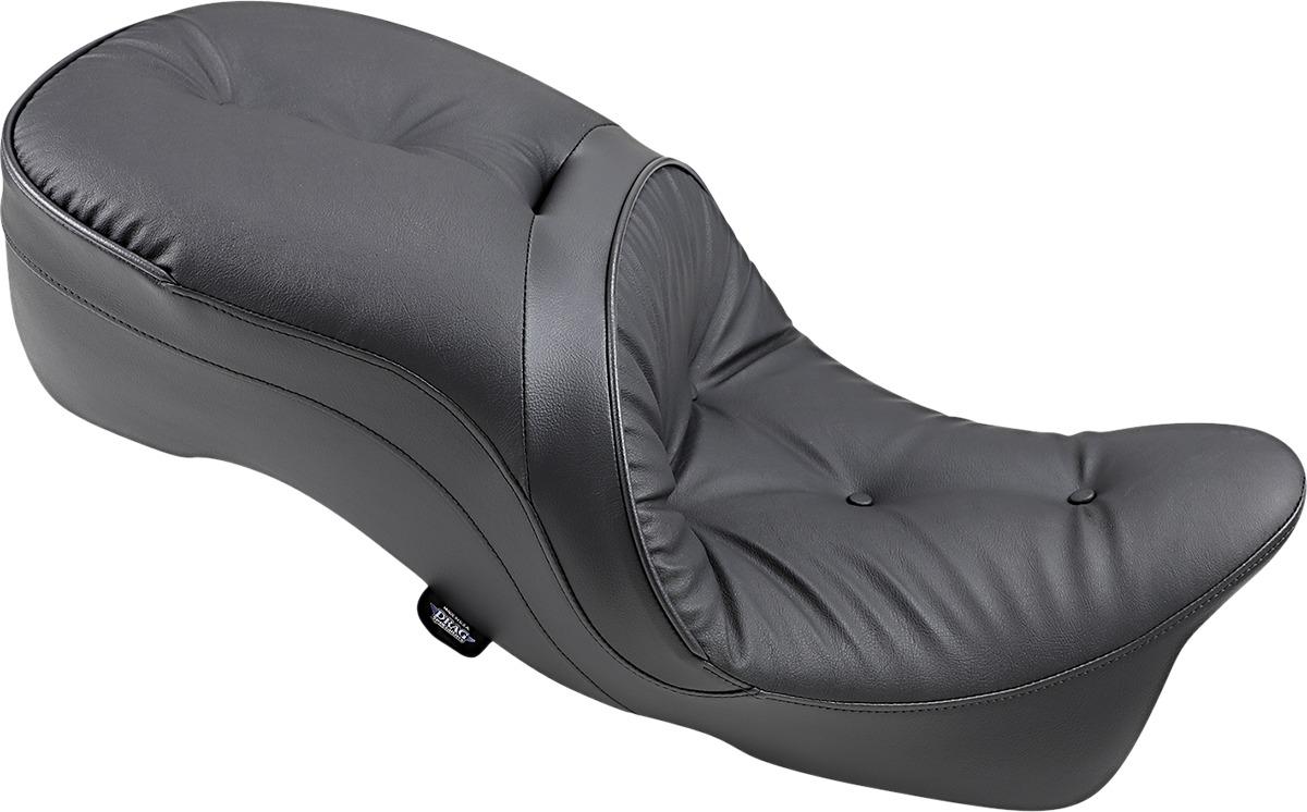 Touring Pillow Leather 2-Up Seat Black Low 1" - For Harley FLH FLT - Click Image to Close