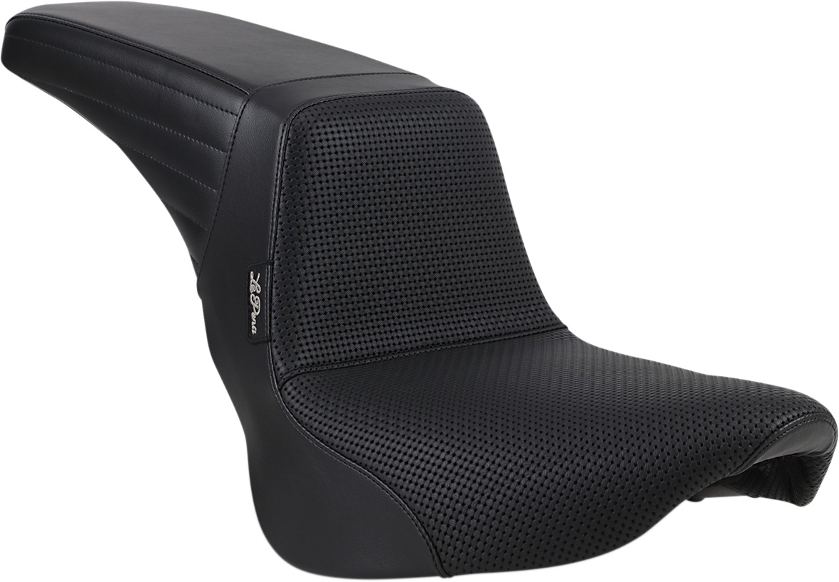 Kickflip Basketweave Vinyl 2-Up Seat - Black - For 18-20 Harley FLDE FLHC - Click Image to Close