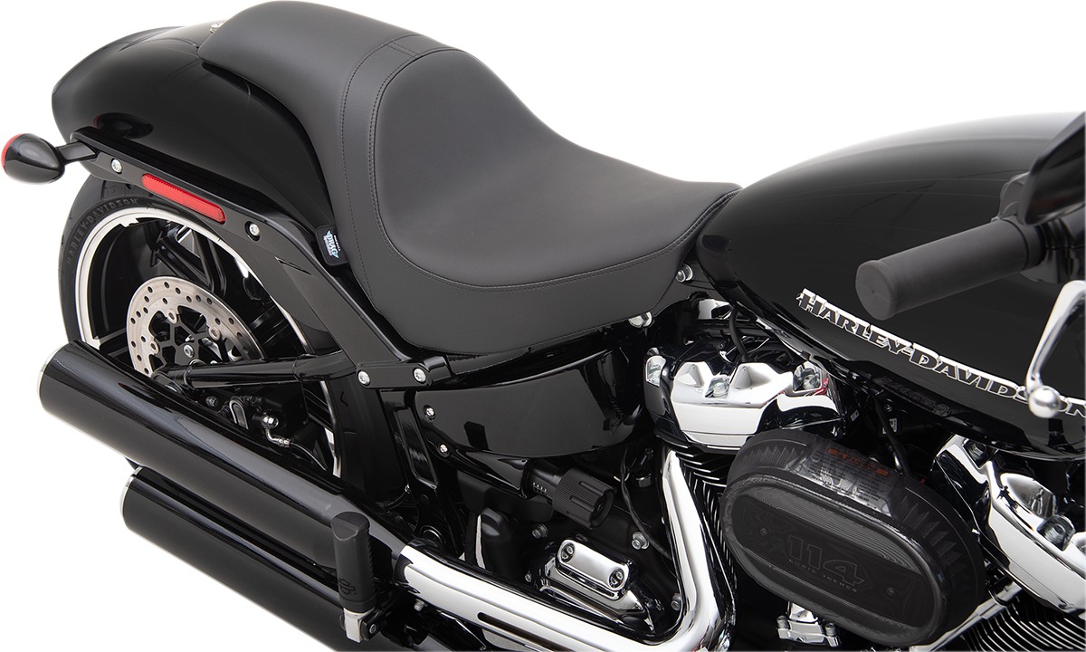 Predator Smooth SR Leather 2-Up Seat - Black - For 18-20 Harley FXBR - Click Image to Close