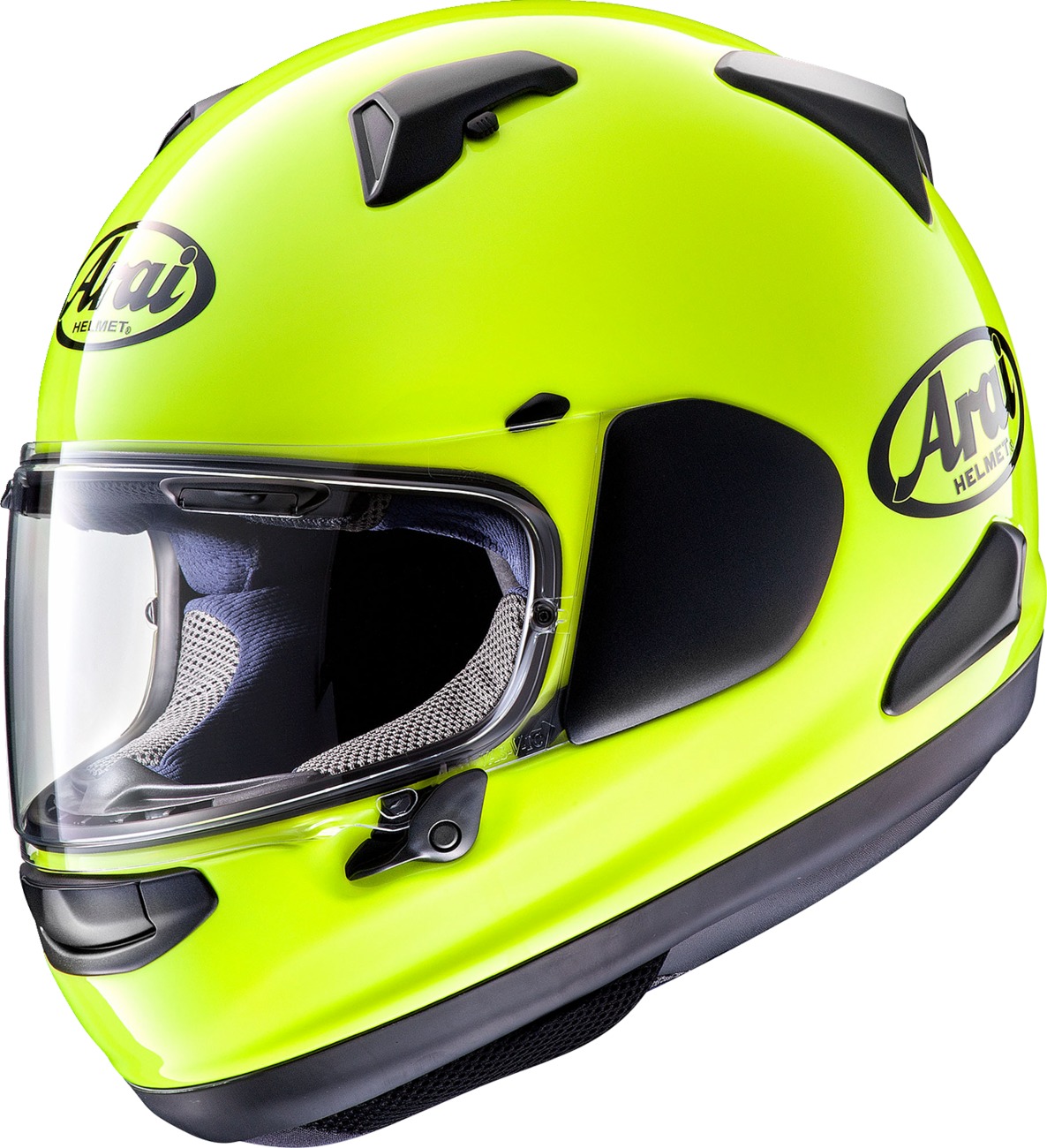 Arai Quantum-X Solid Helmet Fluorescent Yellow S - Full face helmet, vented, gloss finish - Click Image to Close