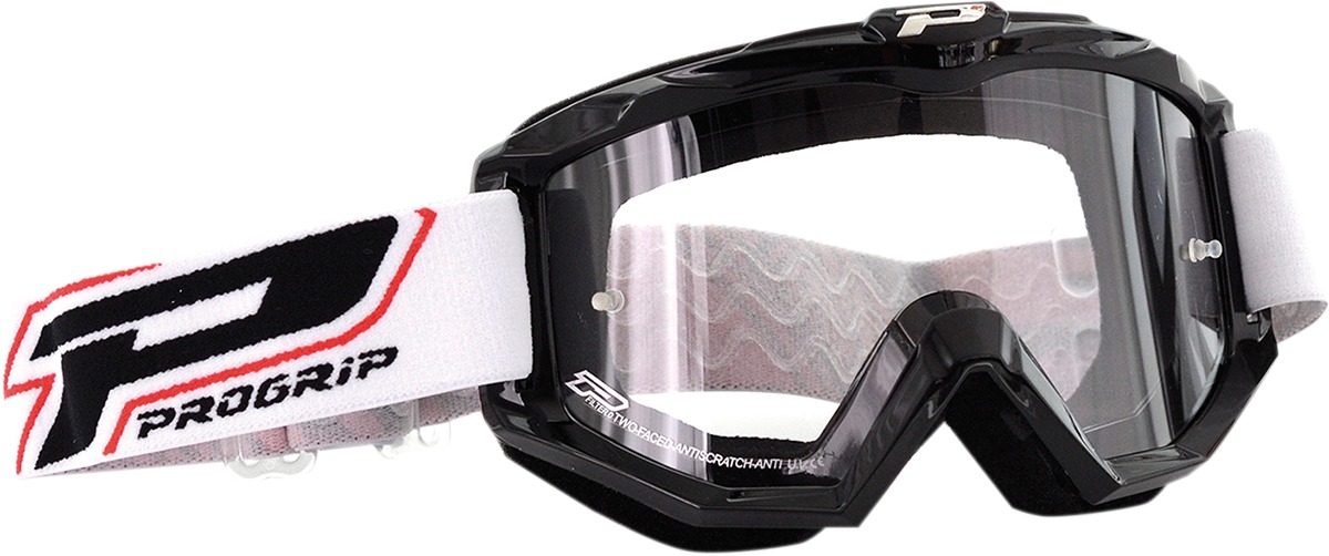 3201 Black / White Raceline Goggles - Clear Lens - Click Image to Close