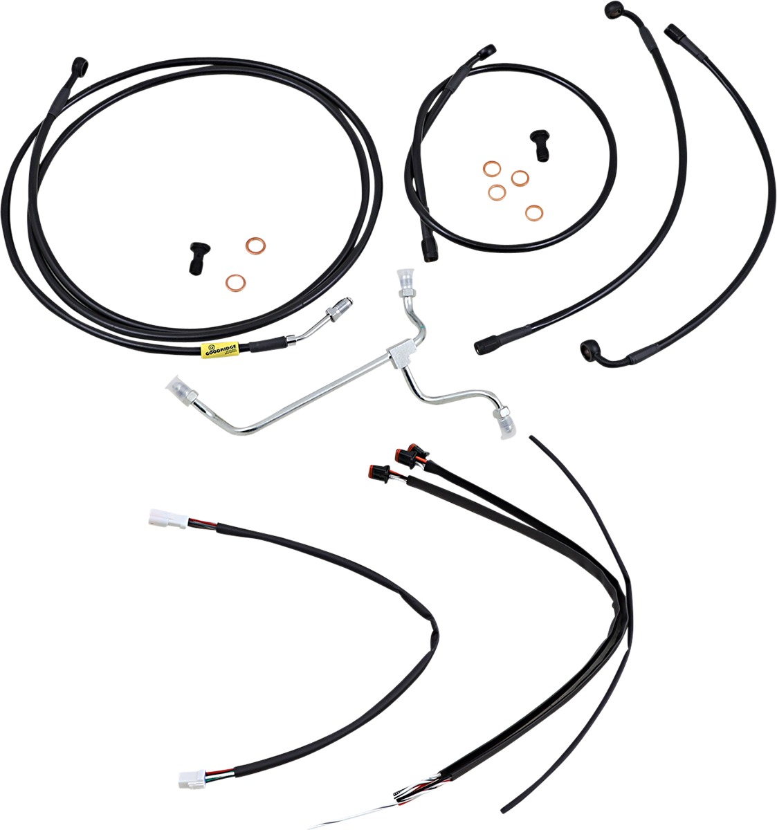 Extended Black Control Cable Kit for 14" Gorilla Bars - Click Image to Close