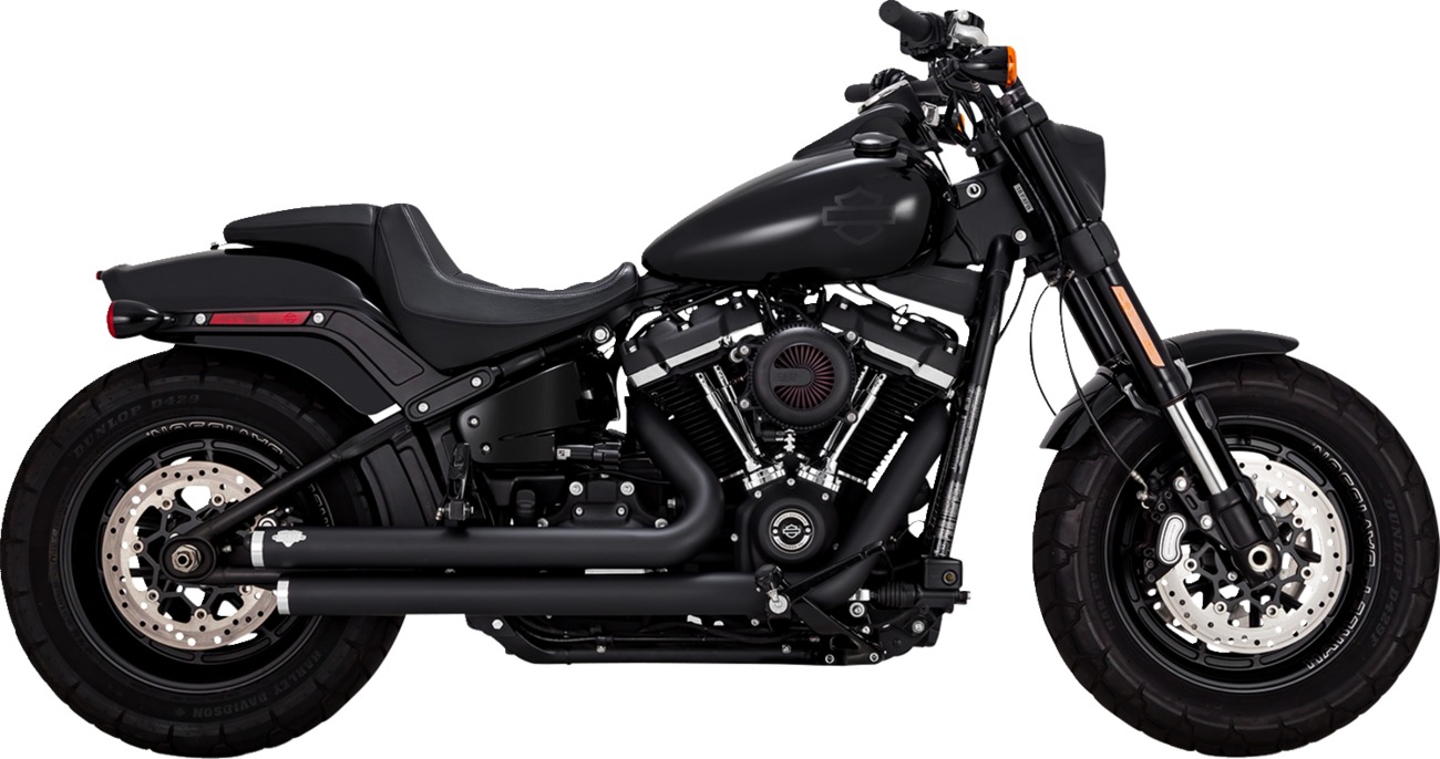 Harley Davidson Softail / 86-17 Bigshots Staggered PCX Full Exhaust - Black - Click Image to Close