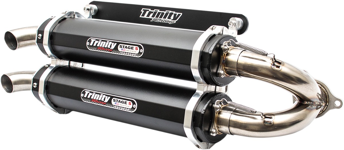 Stage 5 Slip On Exhaust - Dual Black Mufflers - For 16-18 RZR XP Turbo - Click Image to Close