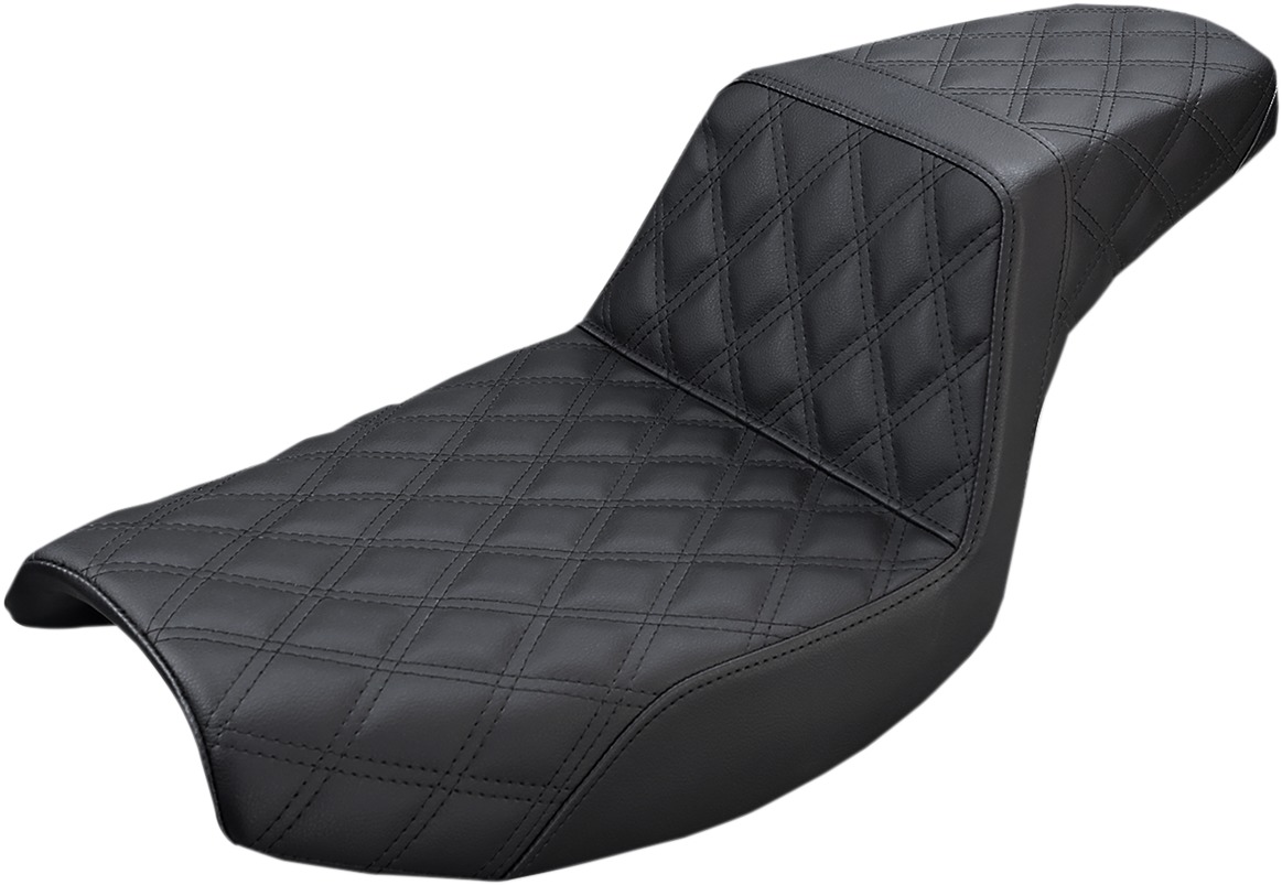 Step-Up Lattice Stitched 2-Up Seat - Black - For 82-94 Harley FXR - Click Image to Close