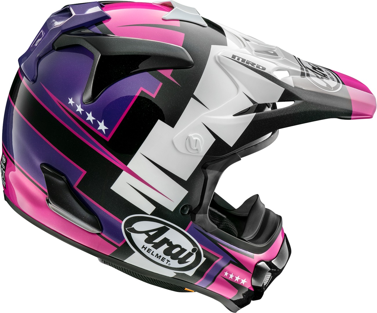 Arai VX-Pro4 Battle Helmet - Large, Purple - Off-road helmet with Battle graphic - Click Image to Close