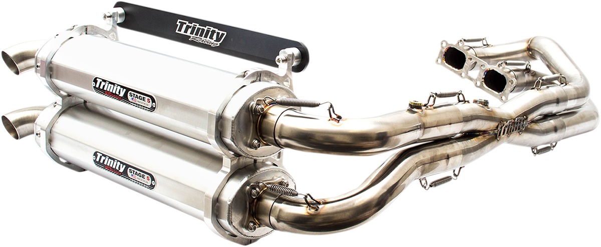 Stage 5 Full Exhaust - Dual Brushed Mufflers - For Polaris RZR XP 1000 - Click Image to Close