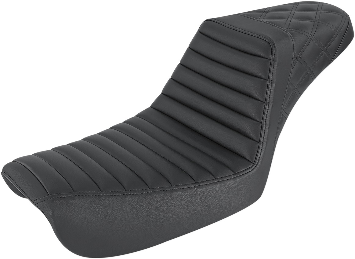 Step-Up Tuck and Roll 2-Up Seat - Black - For 04-05 Harley FXD - Click Image to Close