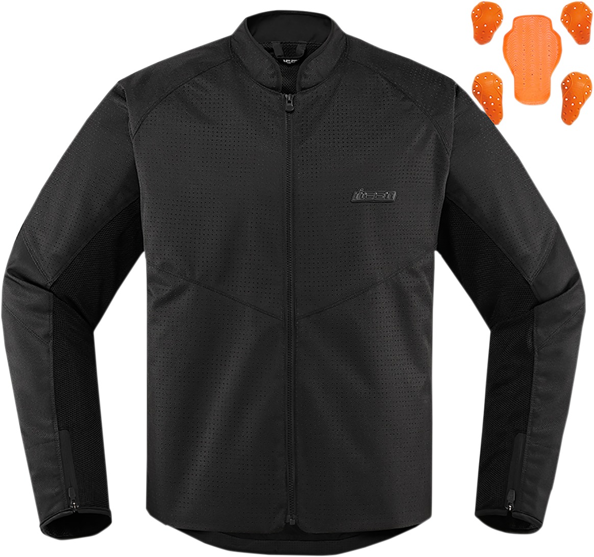 Hooligan Perforated Motorcycle Riding Jacket Black Small - Click Image to Close