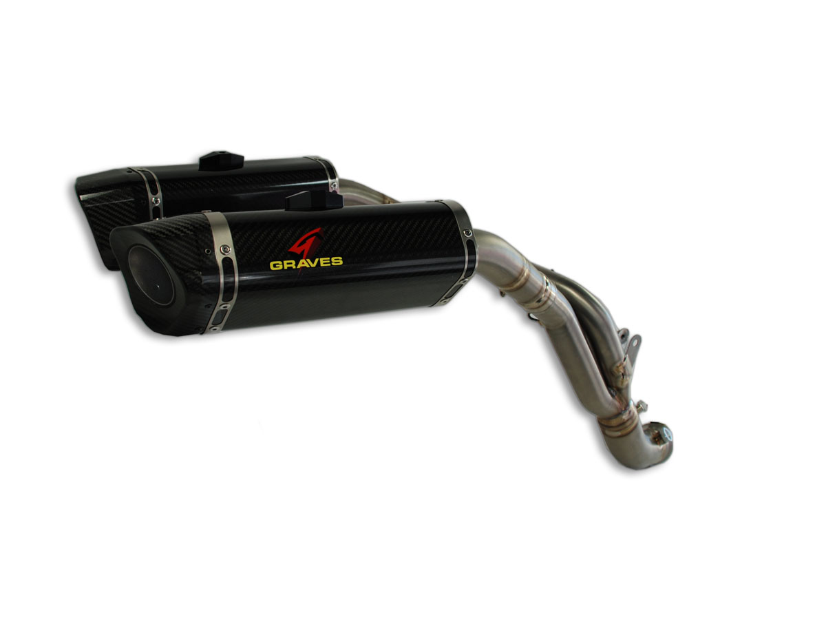 Carbon Fiber 3/4 Dual Slip On Exhaust - For 09-14 Yamaha R1 - Click Image to Close