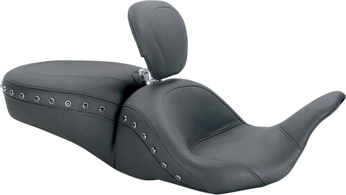 Lowdown Studded Vinyl 2-Up Seat w/Backrest - For 06-20 Harley FLH FLT - Click Image to Close