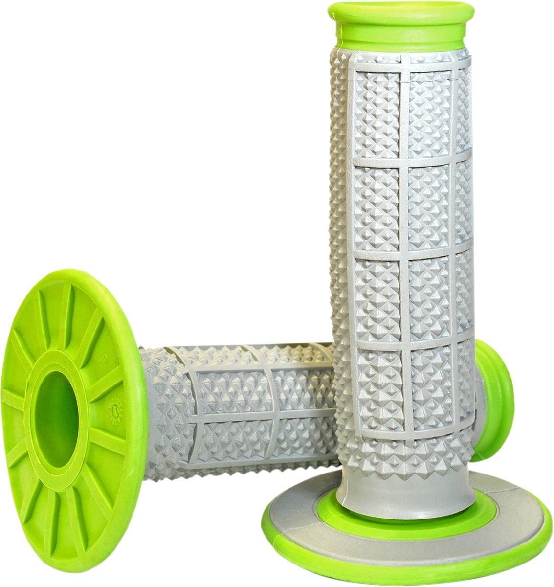 MX Dual Compound Grips Tapered 1/2 Waffle - Grey/ Green - Click Image to Close