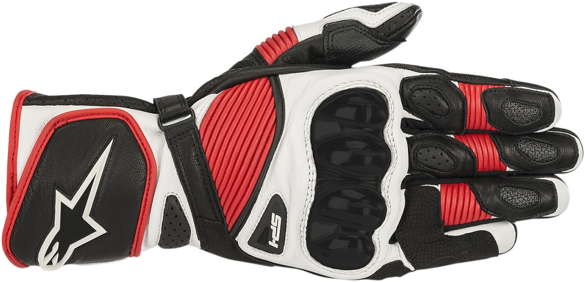 SP-1 V2 Leather Motorcycle Gloves Black/White/Red 2X-Large - Click Image to Close