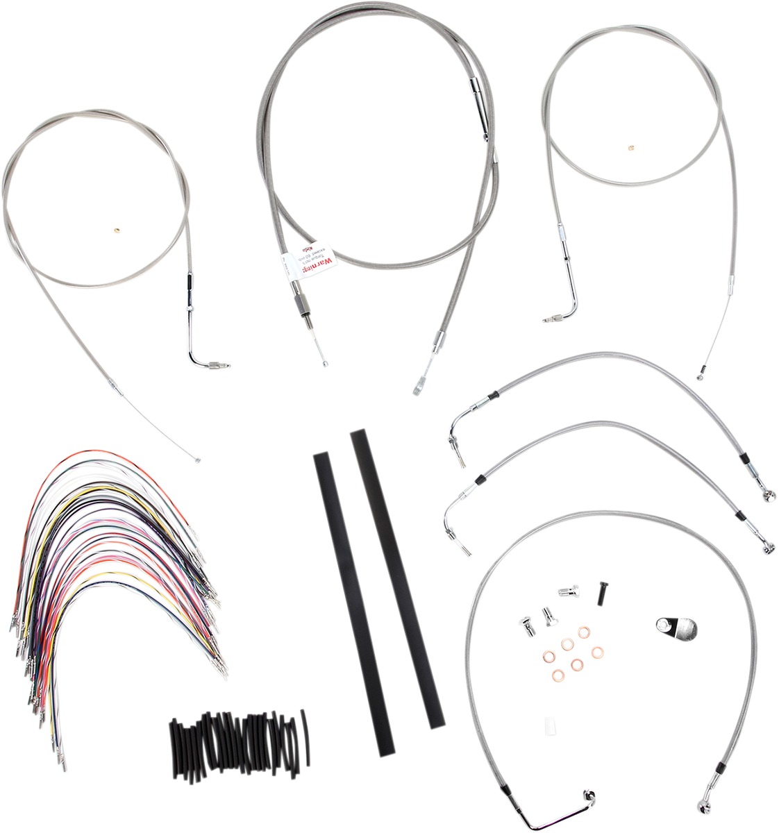 Extended Braided S.S. Control Cable Kit for Baggers - 16" tall bars - Click Image to Close