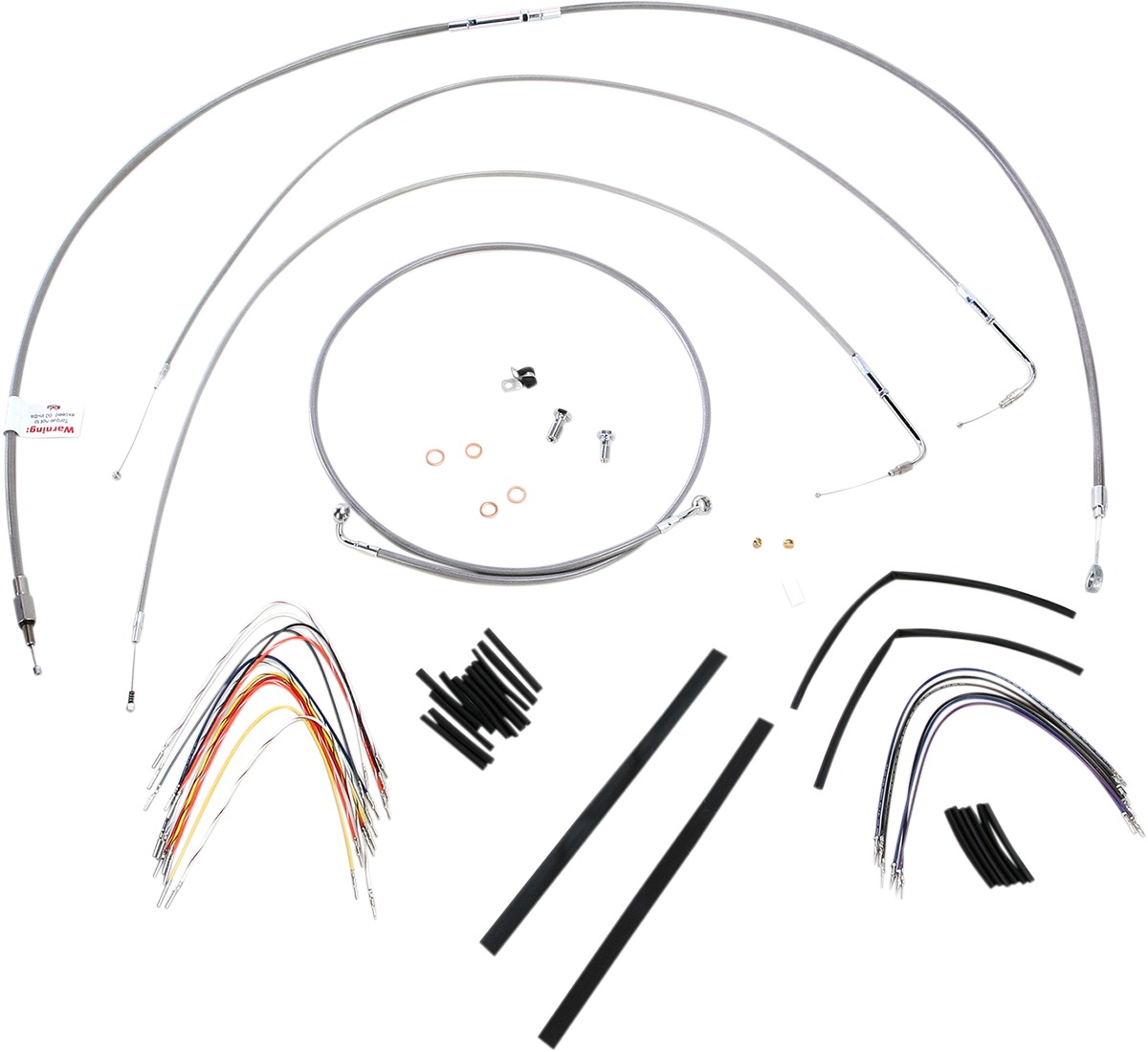 Extended Braided S.S. Control Cable Kit for Softails - 14" tall bars - Click Image to Close