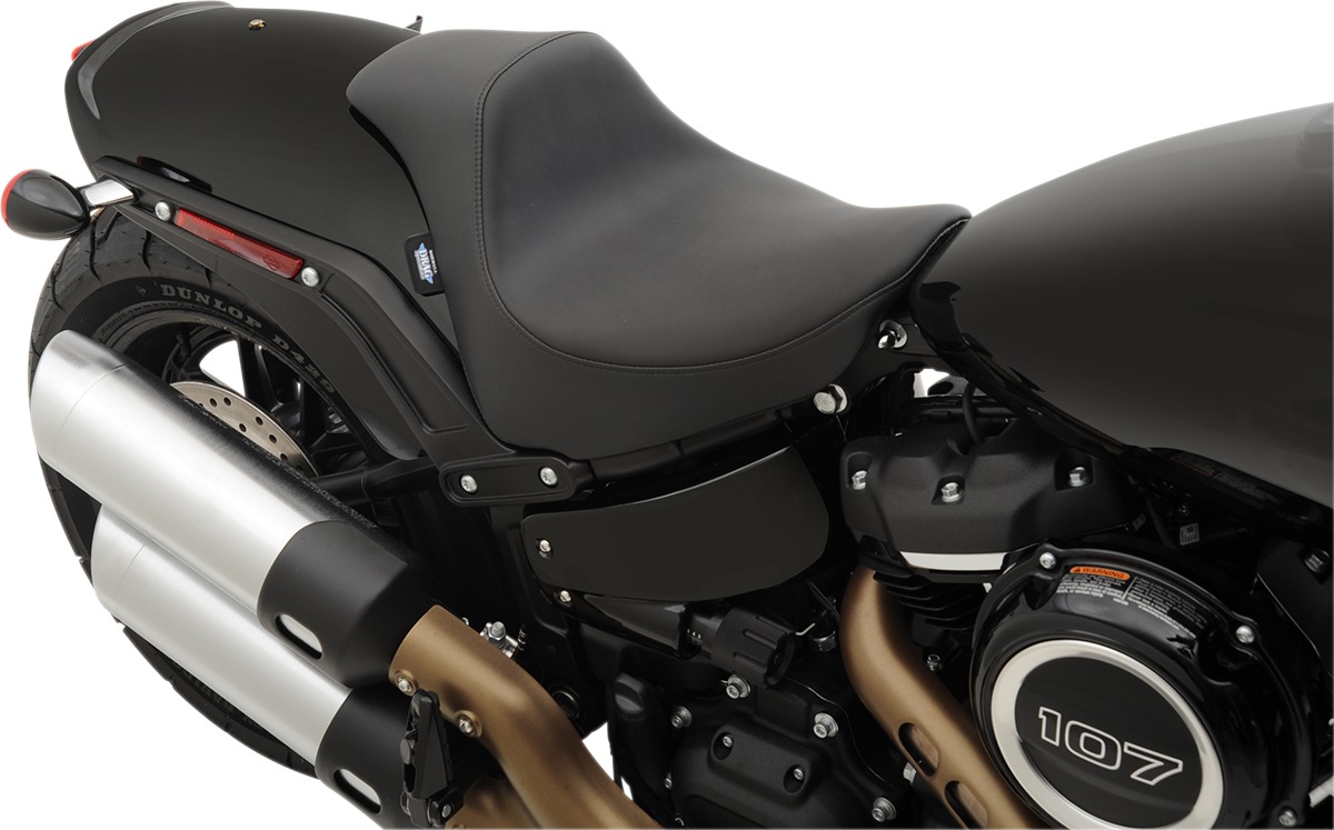 EZ Mount Smooth SR Leather Solo Seat - Black - For 18-20 Harley FXFB - Click Image to Close