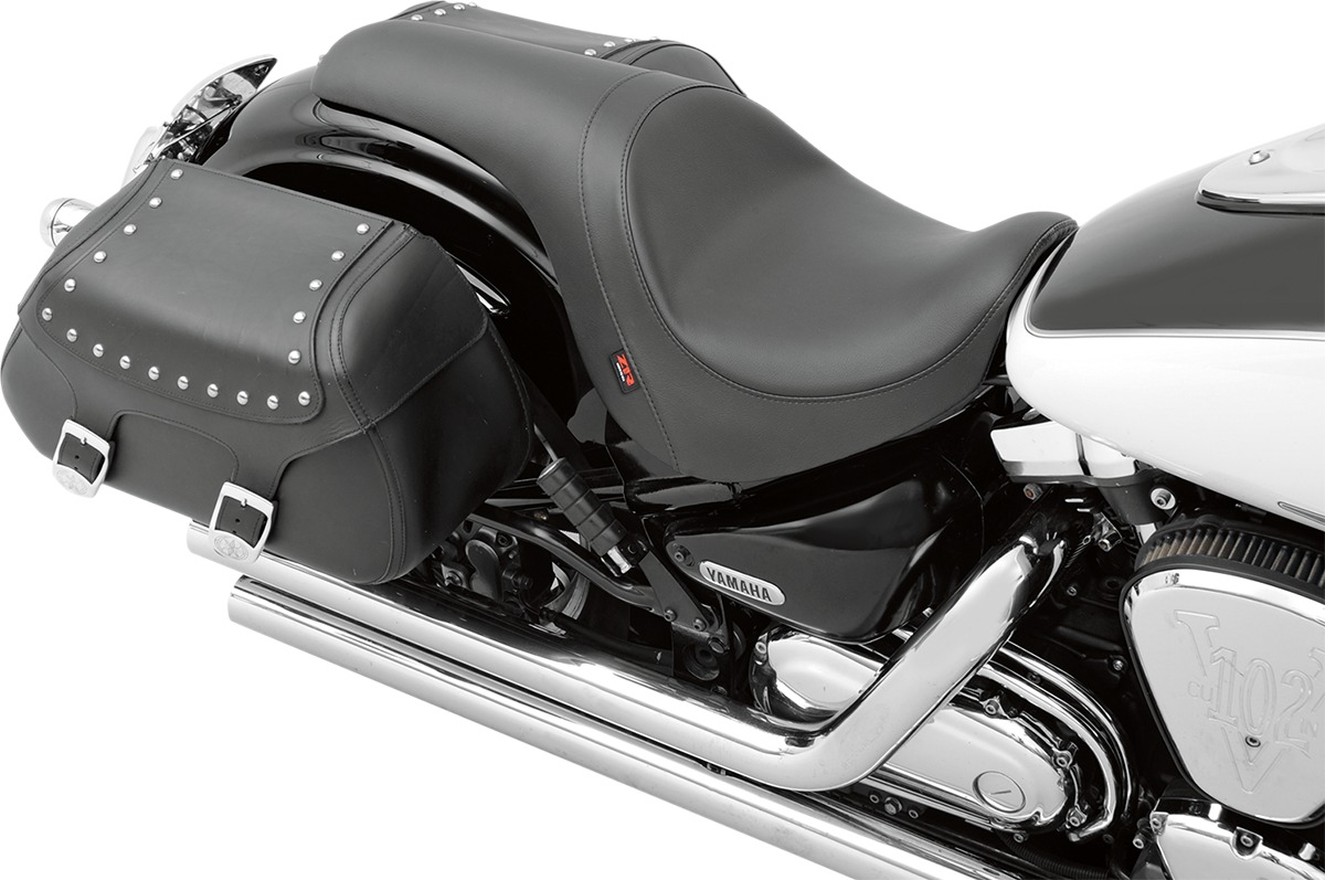 Predator Smooth Vinyl 2-Up Seat Black Low - For 99-13 Yamaha Road Star - Click Image to Close