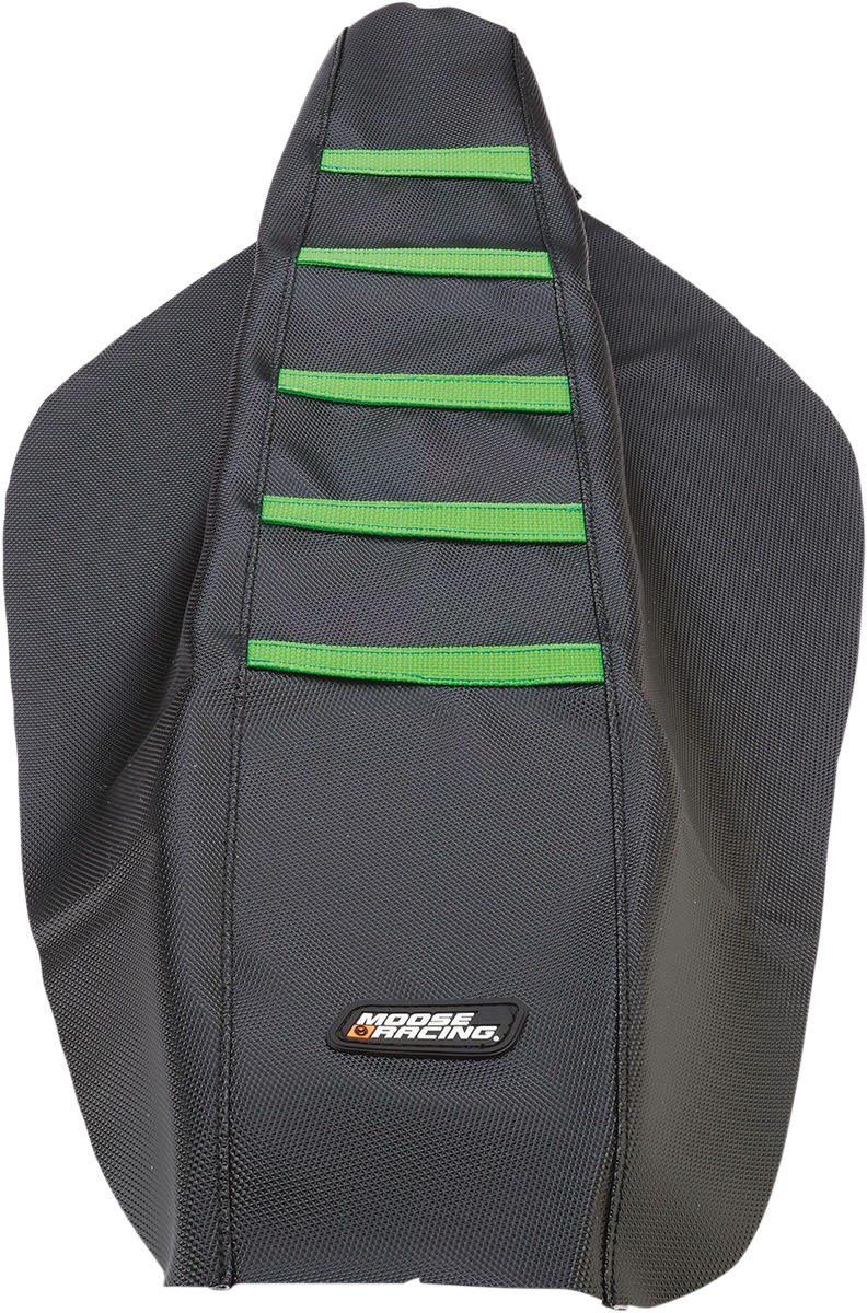 Black/Green Ribbed Seat Cover - For 09-12 Kawasaki KX250F KX450F - Click Image to Close