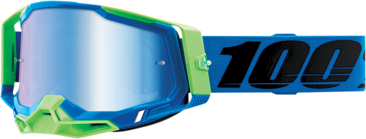 Racecraft 2 Blue / Fluorescent Green / Fremont Goggles - Blue Mirrored Lens - Click Image to Close