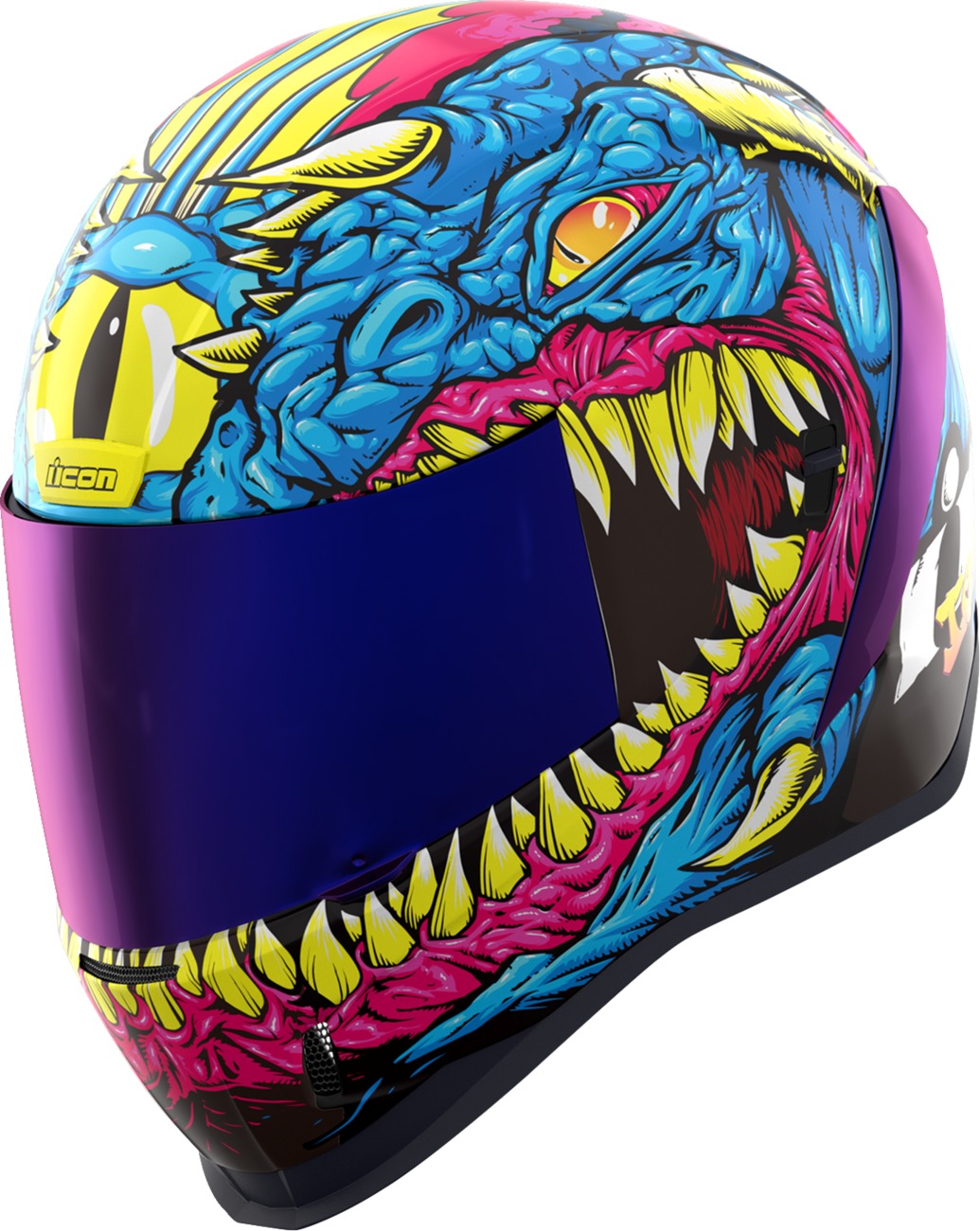 ICON Airform Kryola Kreep MIPS Helmet XS Blue/Pink/Yellow - Full-face helmet with MIPS and Dropshield - Click Image to Close