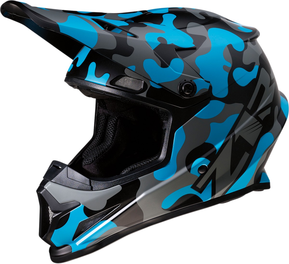 Rise Camouflage Full Face Offroad Helmet Blue X-Small - Click Image to Close