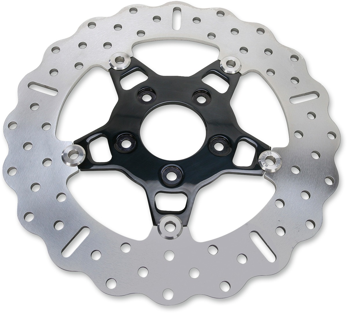 5 Button Contour Floating Brake Rotor - Black Chrome Center - Click Image to Close