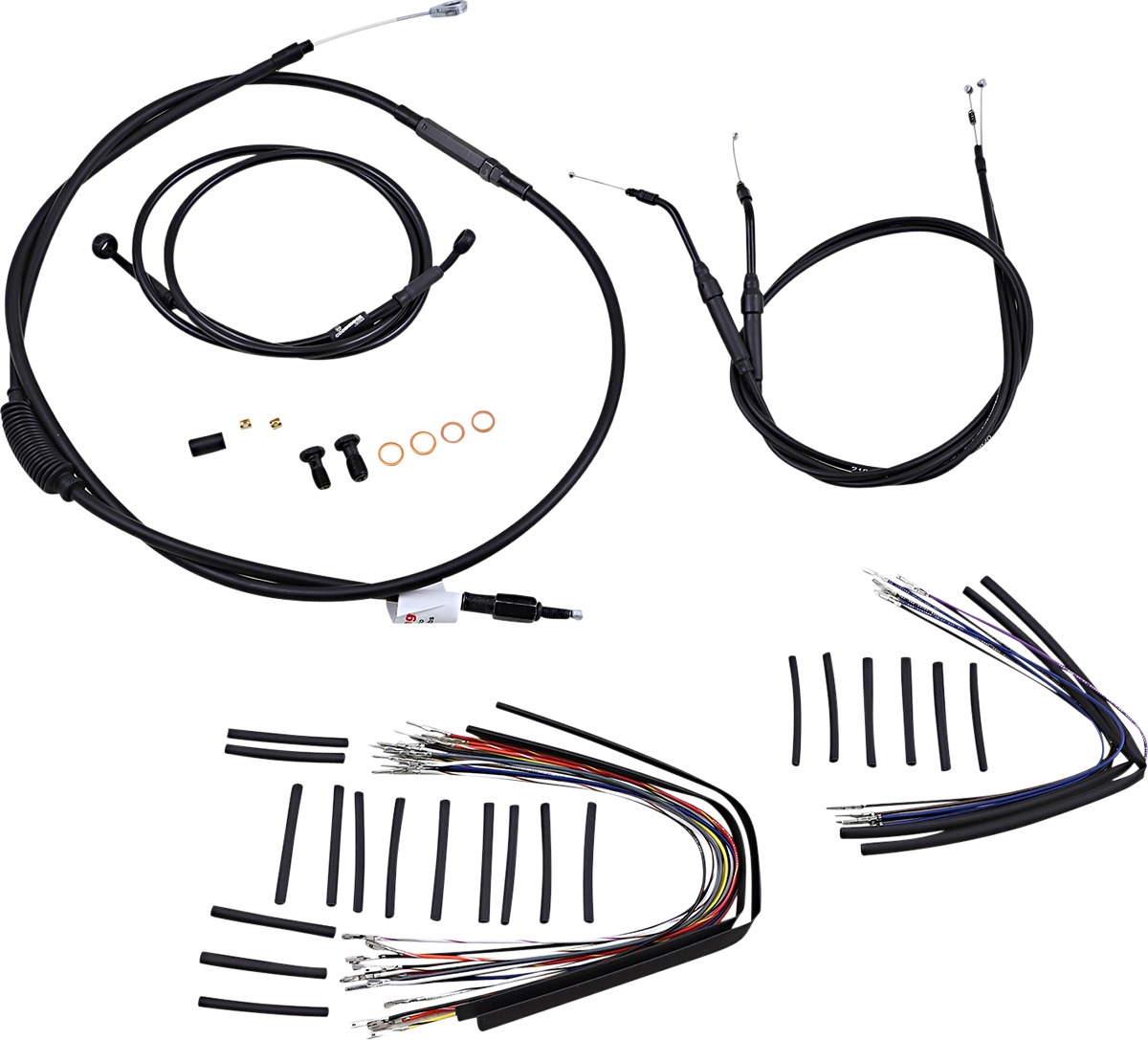 Extended Black Control Cable Kit For Dynas - 12" tall bars - Click Image to Close