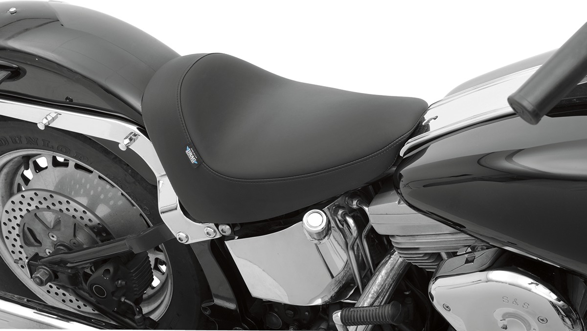 Smooth Vinyl Solo Seat Black Foam - For 84-99 Harley Softail - Click Image to Close