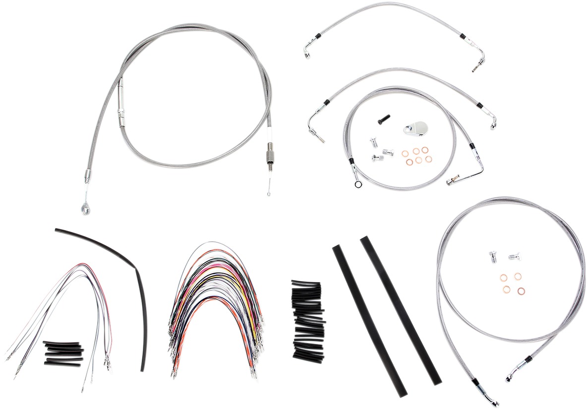 Extended Braided S.S. Control Cable Kit for Baggers - 16" tall bars (ABS) - Click Image to Close