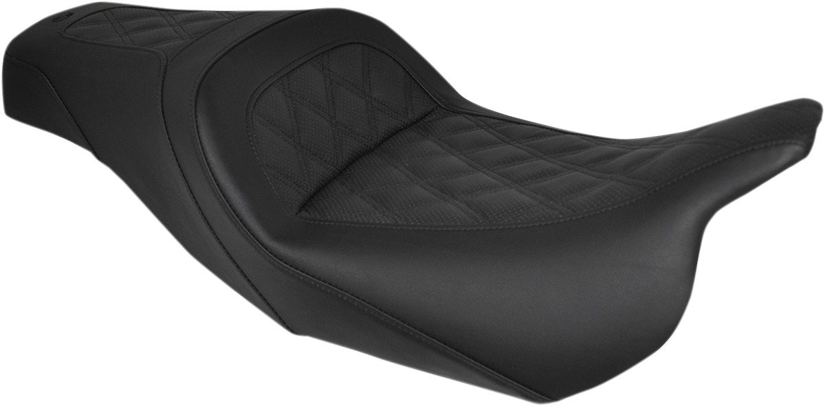 Slim Lattice Stitched 2-Up Seat Black Gel - For 08-20 Harley FLH FLT - Click Image to Close