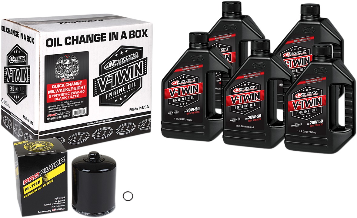 V-Twin Quick Change Kit Synthetic w/ Black Filter Milwaukee-Eight - Click Image to Close