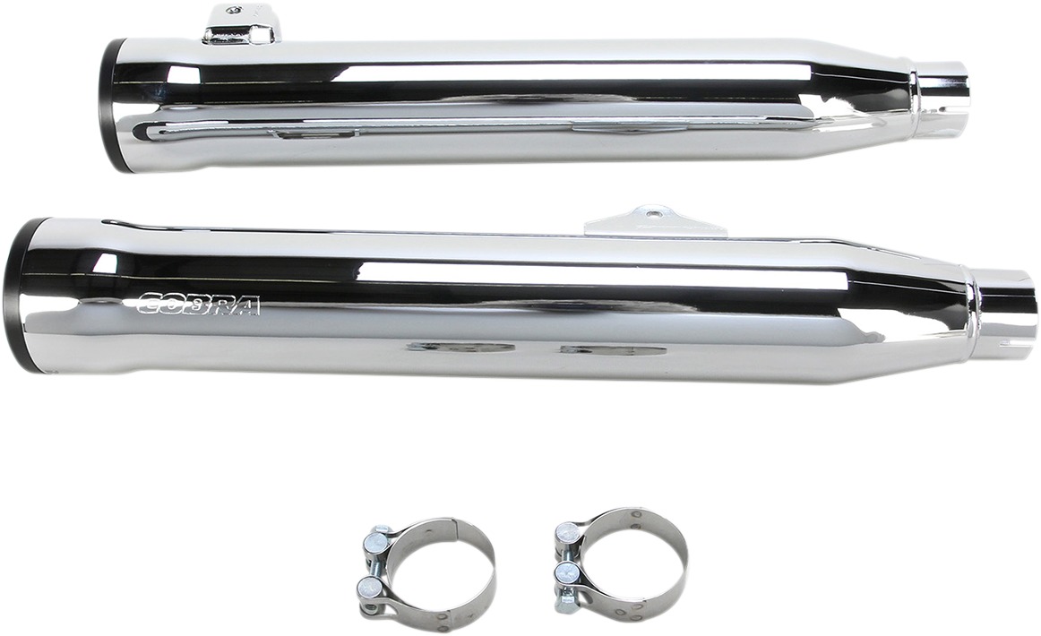 3" RPT Chrome Slip On Dual Exhaust - For 08-16 H-D Dyna - Click Image to Close