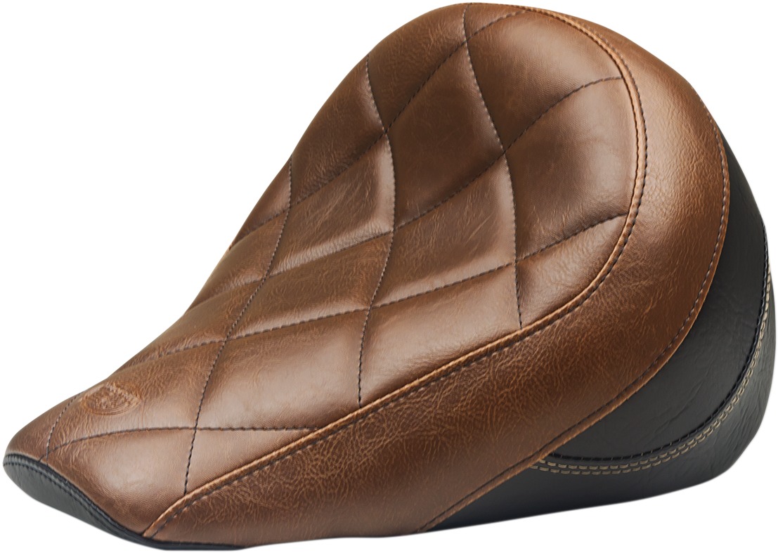 Diamond Vinyl Solo Seat Brown Foam - For 18-21 Indian Scout Bobber - Click Image to Close