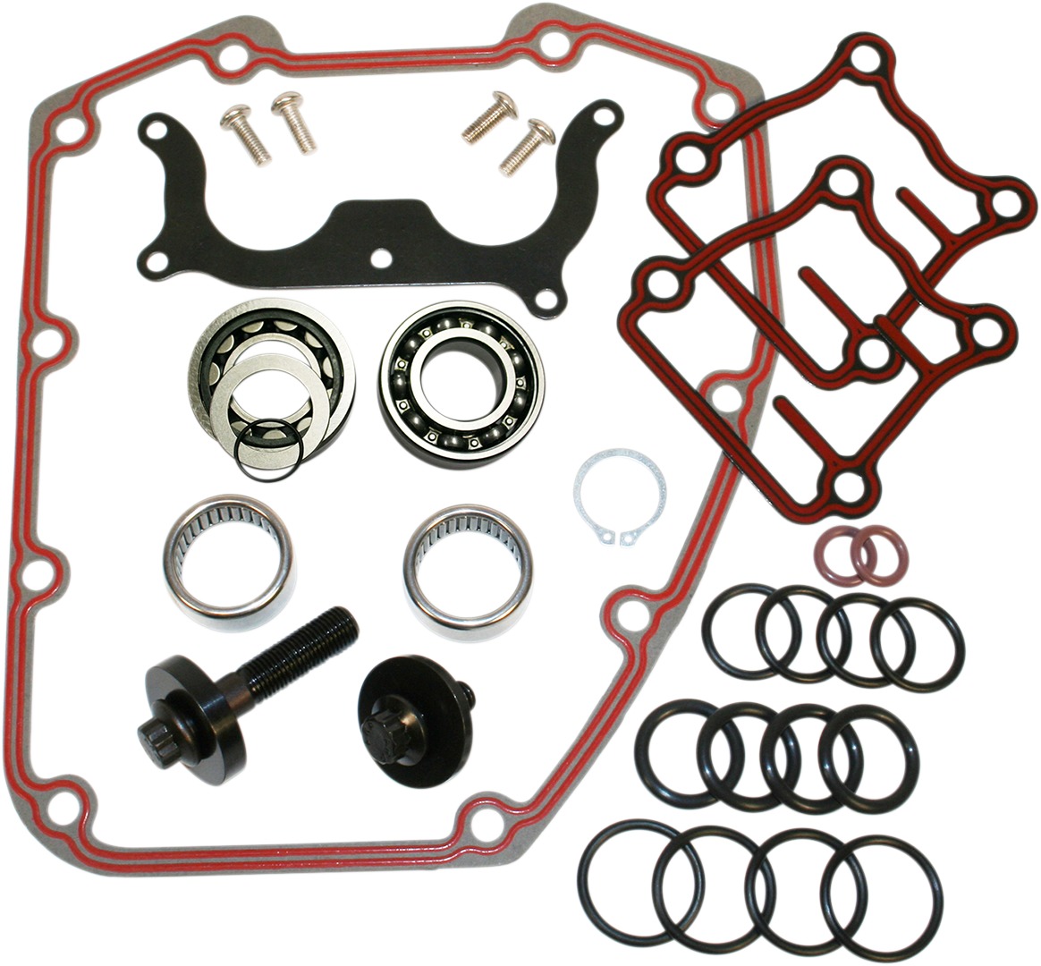 Chain Drive Cam Install Kit w/ Bearings, Gaskets, Bolts, & Plate - For 99-06 Harley Twin Cam - Click Image to Close