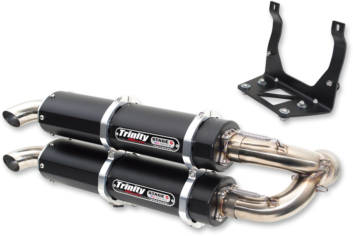 Stage 5 Slip On Exhaust - Dual Black Mufflers - For 17+ Maverick X3 - Click Image to Close