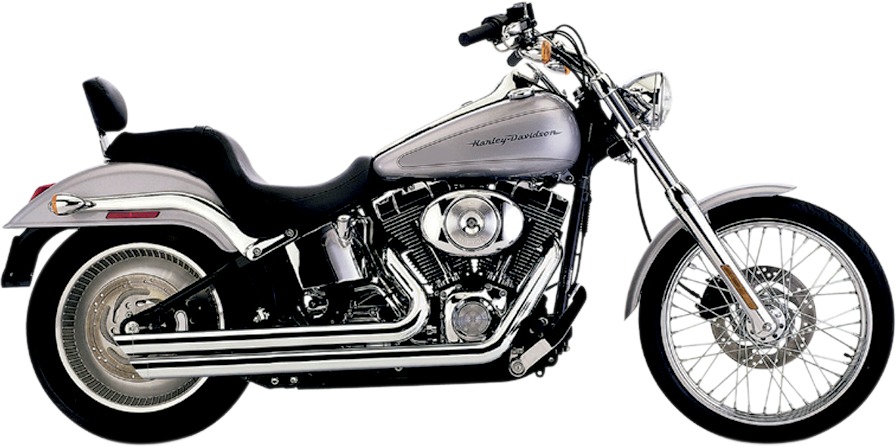 Speedster Slashdown Chrome Full Exhaust - For 07-17 HD Softail Fat Boy - Click Image to Close