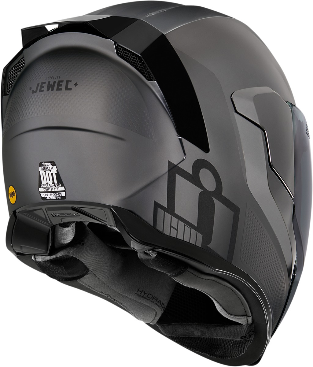 Silver Airflite Jewel MIPS Motorcycle Helmet - Large - Meets ECE 22.05 and DOT FMVSS-218 Standards - Click Image to Close